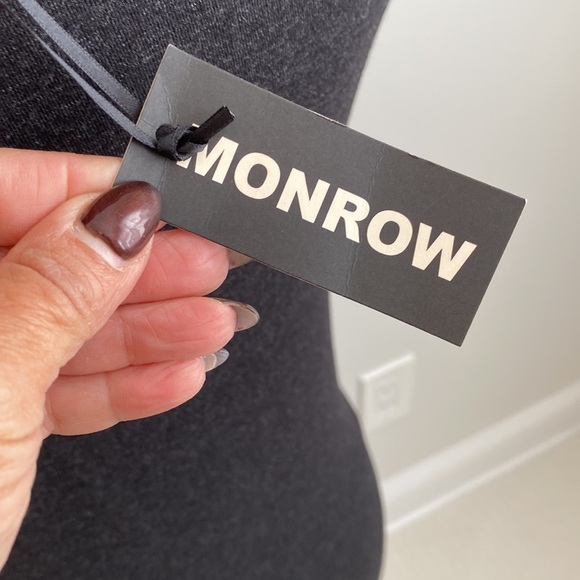 Monrow Charcoal Side Ruched Midi Dress - Picture 4 of 8